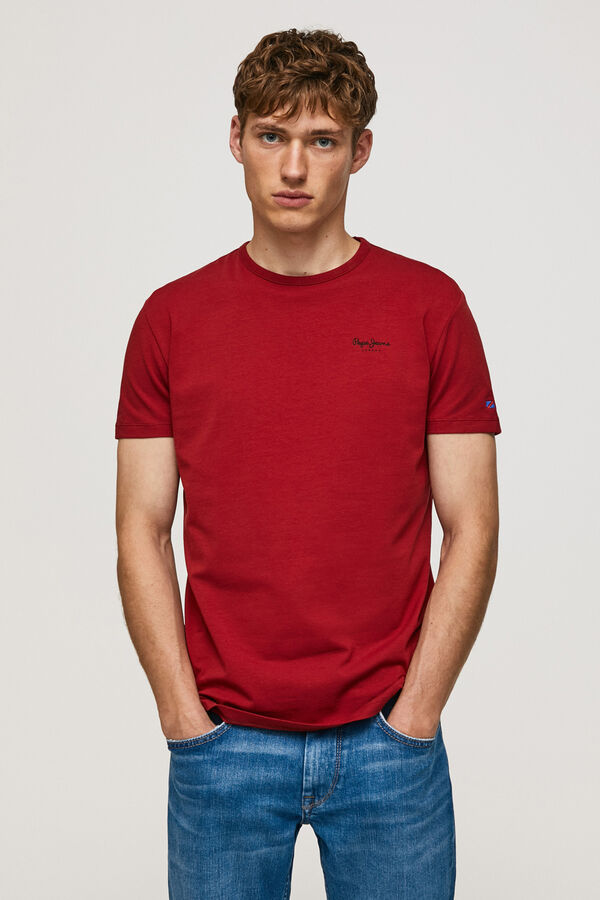 Pepe Jeans Camiseta slim fit com estampado de logo vermelho