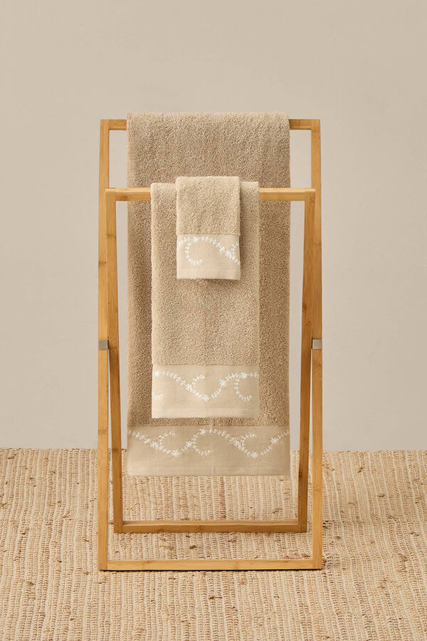 Textura Toalha de felpa bordada cinzento