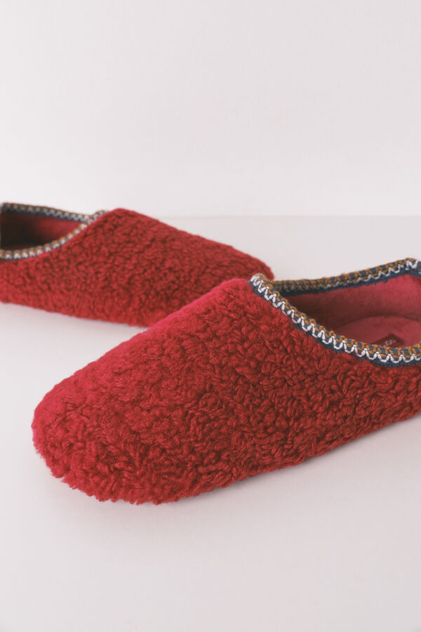 Women'secret Pantufas de quarto de pelo vermelha vermelho