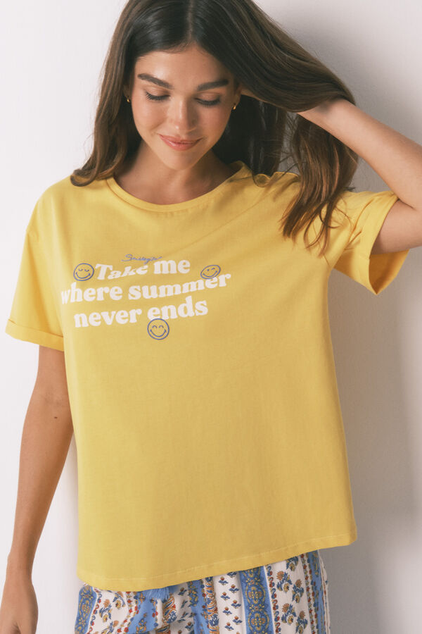 Women'secret Camiseta SmileyWorld® amarillo 100% algodón amarillo