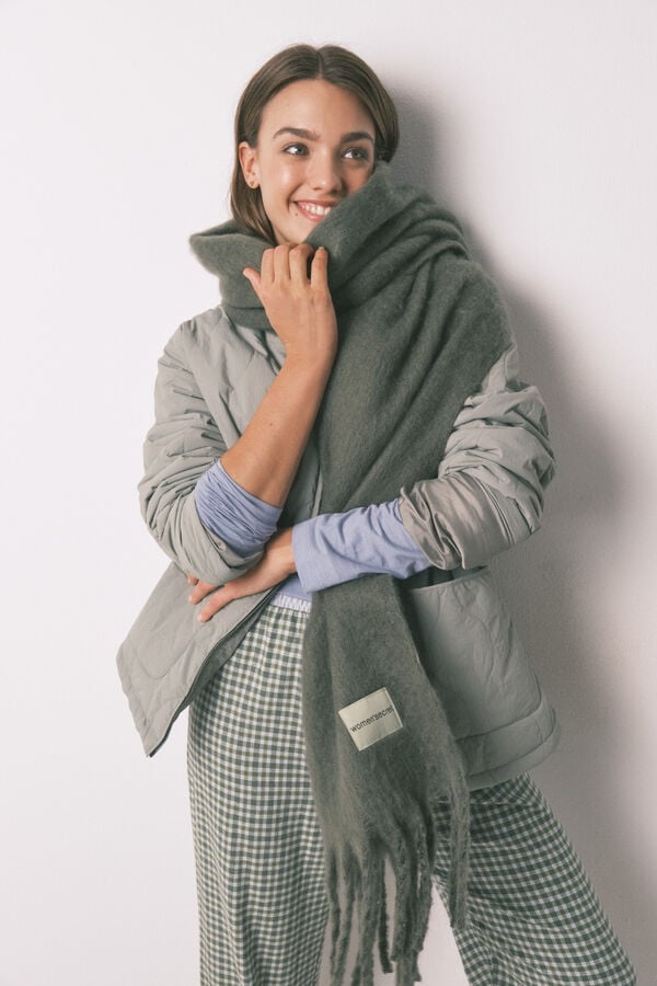 Women'secret Cachecol de mohair verde estampado