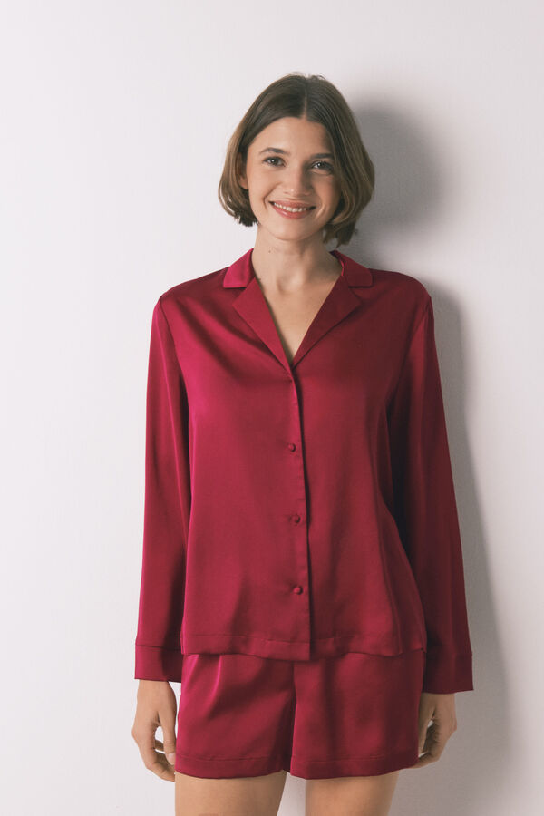 Women'secret Pijama camiseiro de cetim vermelho vermelho