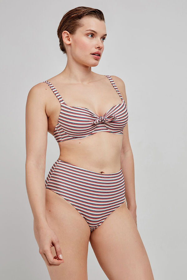 Gisela Cueca de biquíni alta com estampado riscas multicolor estampado