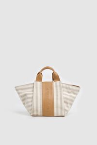 Pepe Jeans Mala de m&atilde;o em lona &agrave;s riscas