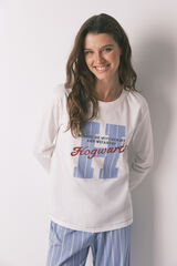 Women'secret Pijama comprido de algodão riscas Harry Potter bege