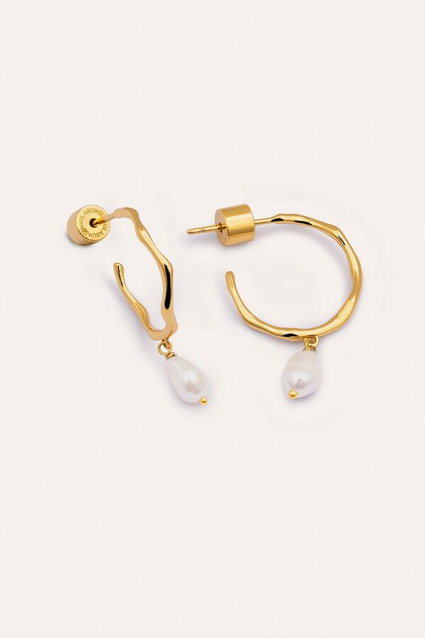 Womensecret Gold Pearl Bathroom Hoop Earrings estampado