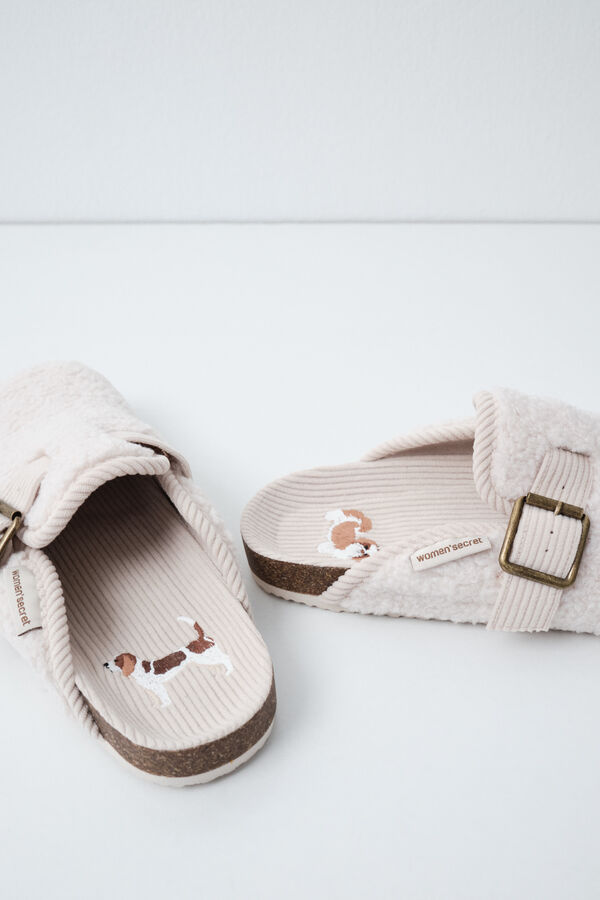 Women'secret Chinelos de quarto tamanco borrego bege