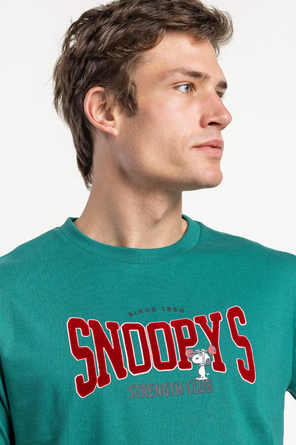 Admas Pijama curto Snoopy bordado verde