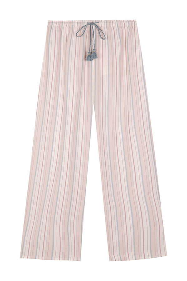 Womensecret Long flannel trousers with multicoloured striped printed