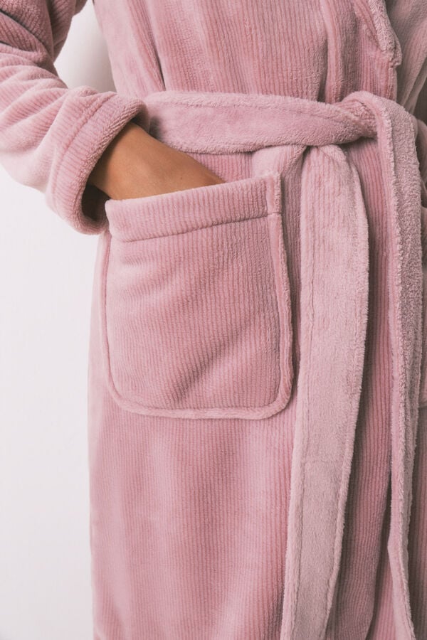 Women'secret Robe midi de lã polar rosa rosa