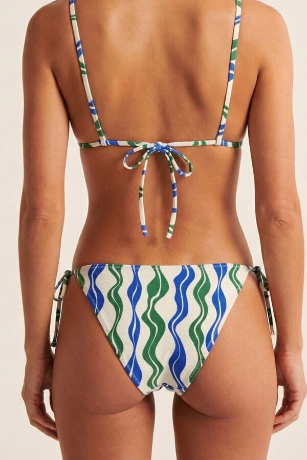 Robin Cueca de biqu&iacute;ni la&ccedil;o cl&aacute;ssica Aquamare estampado