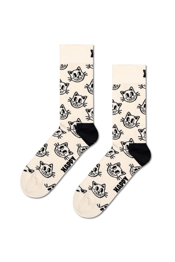Happy Socks Meia de gato preto