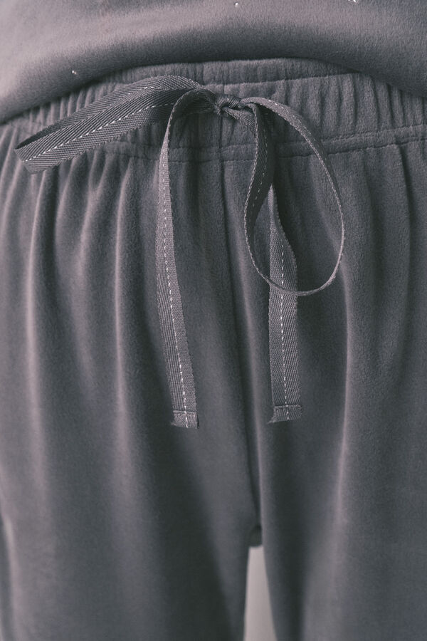 Women'secret Pijama comprido em veludo cinza macio e brilhante cinzento