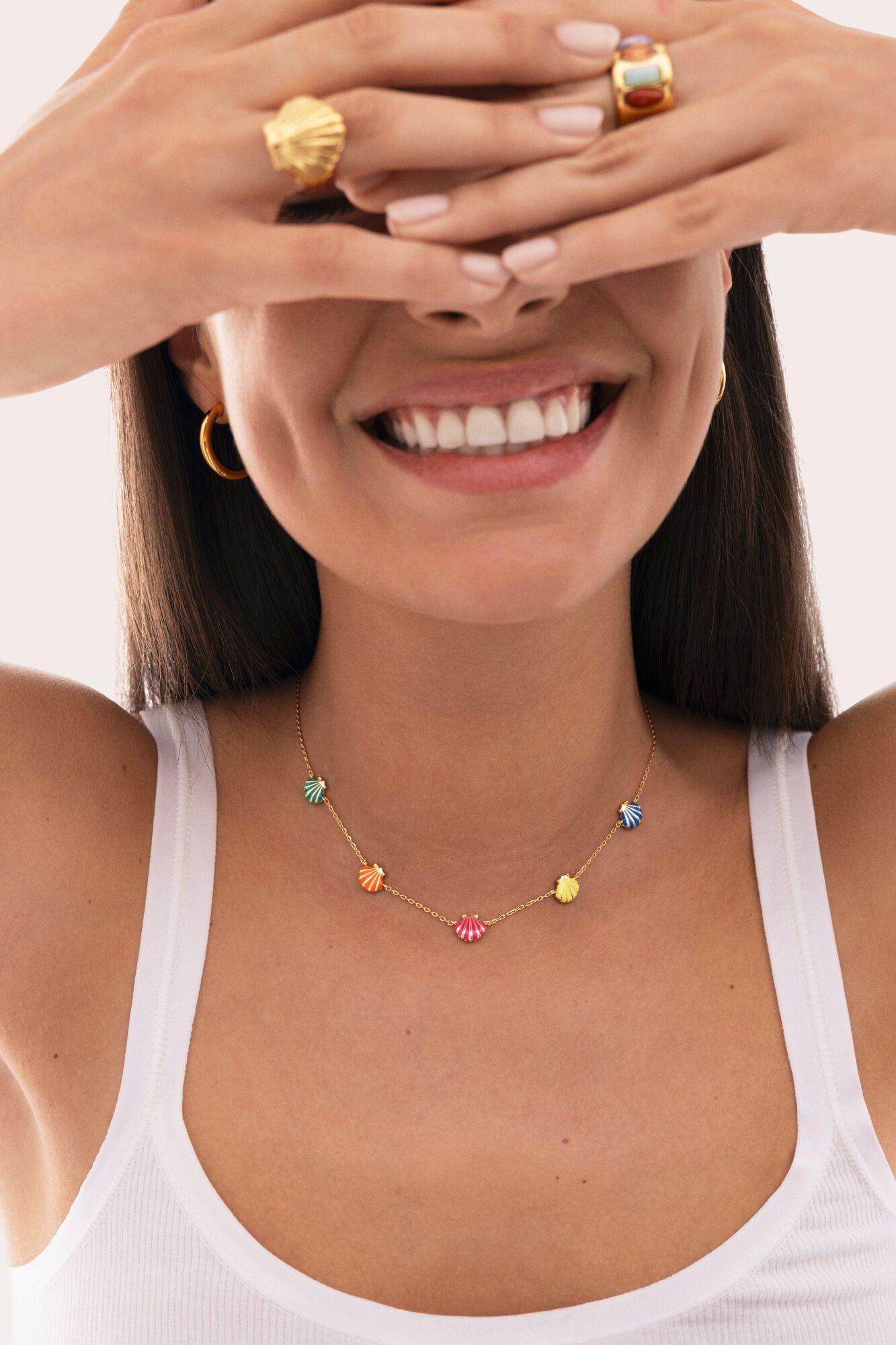 Singularu Collar Conchas Enamel Ba&ntilde;o Oro