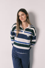 Women'secret Pijama comprido Hello Kitty polo riscas em algod&atilde;o azul