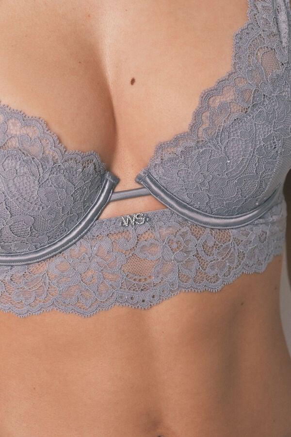 Women'secret Soutien push up GORGEOUS renda cinza cinzento