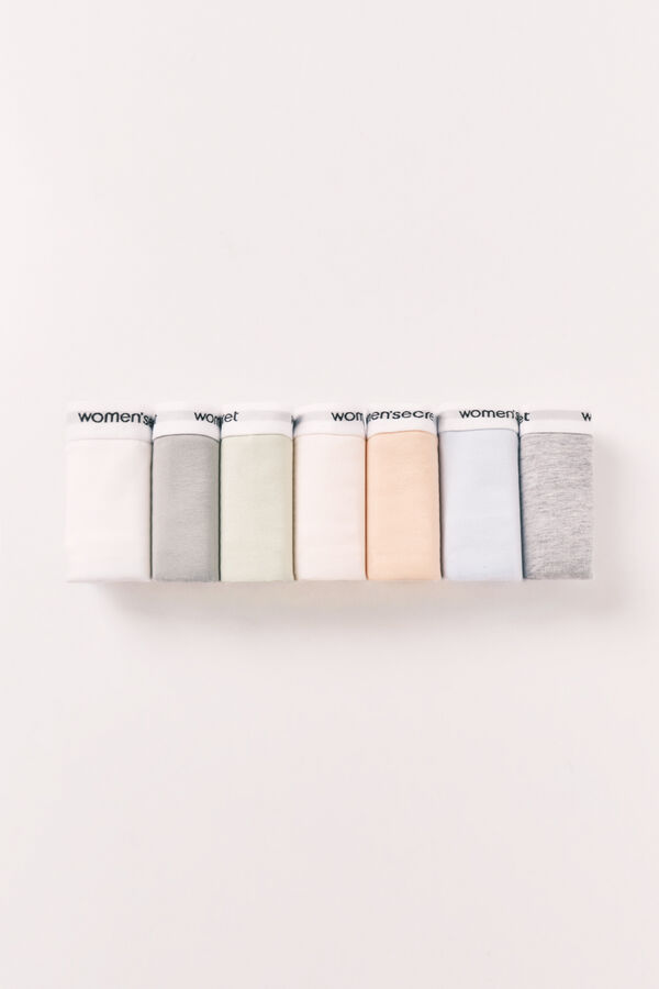 Women'secret Pack 7 cuecas cl&aacute;ssicas em algod&atilde;o lisas logo multicolour
