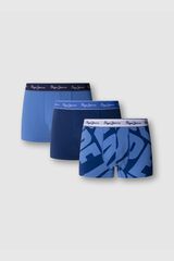 Pepe Jeans Pack 3 boxer liso e logo azul