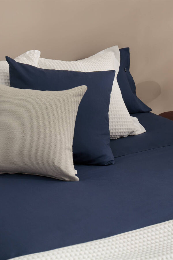 Textura Lençol algodão orgânico. Cama 80-90 cm. azul