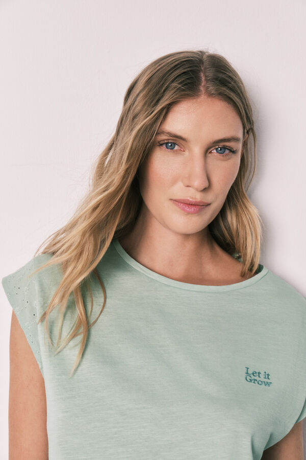 Women'secret Pijama curto em algod&atilde;o estampado verde verde