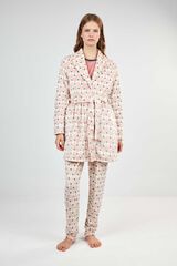 Gisela Robe gola smoking estampada branco