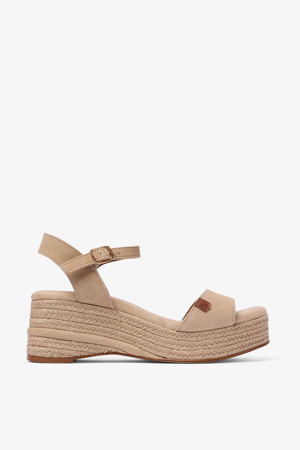 Popa Sand&aacute;lia cunha baixa Meri camur&ccedil;a bege