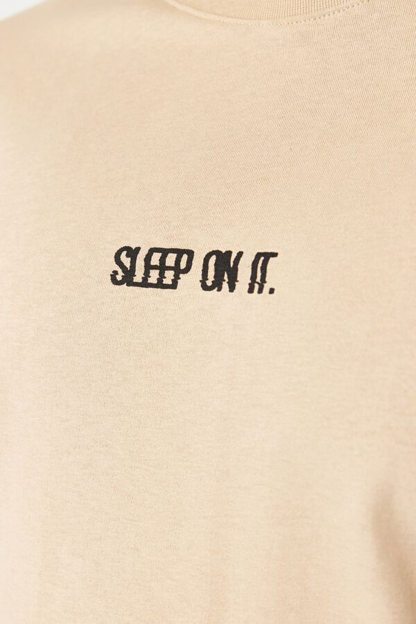 Trendyol Conjunto de pijama curto liso bege