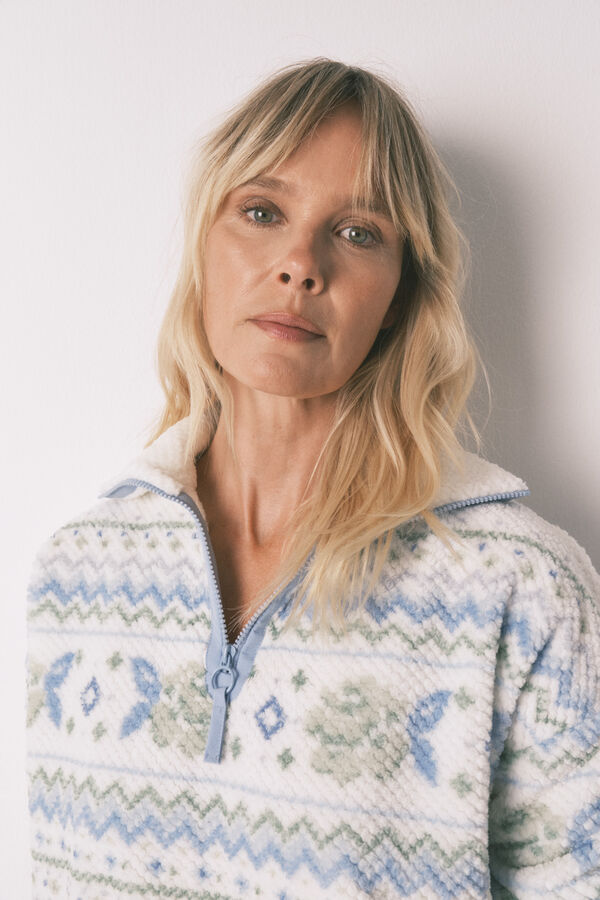 Women'secret Pijama comprido longo jacquard polar  bege