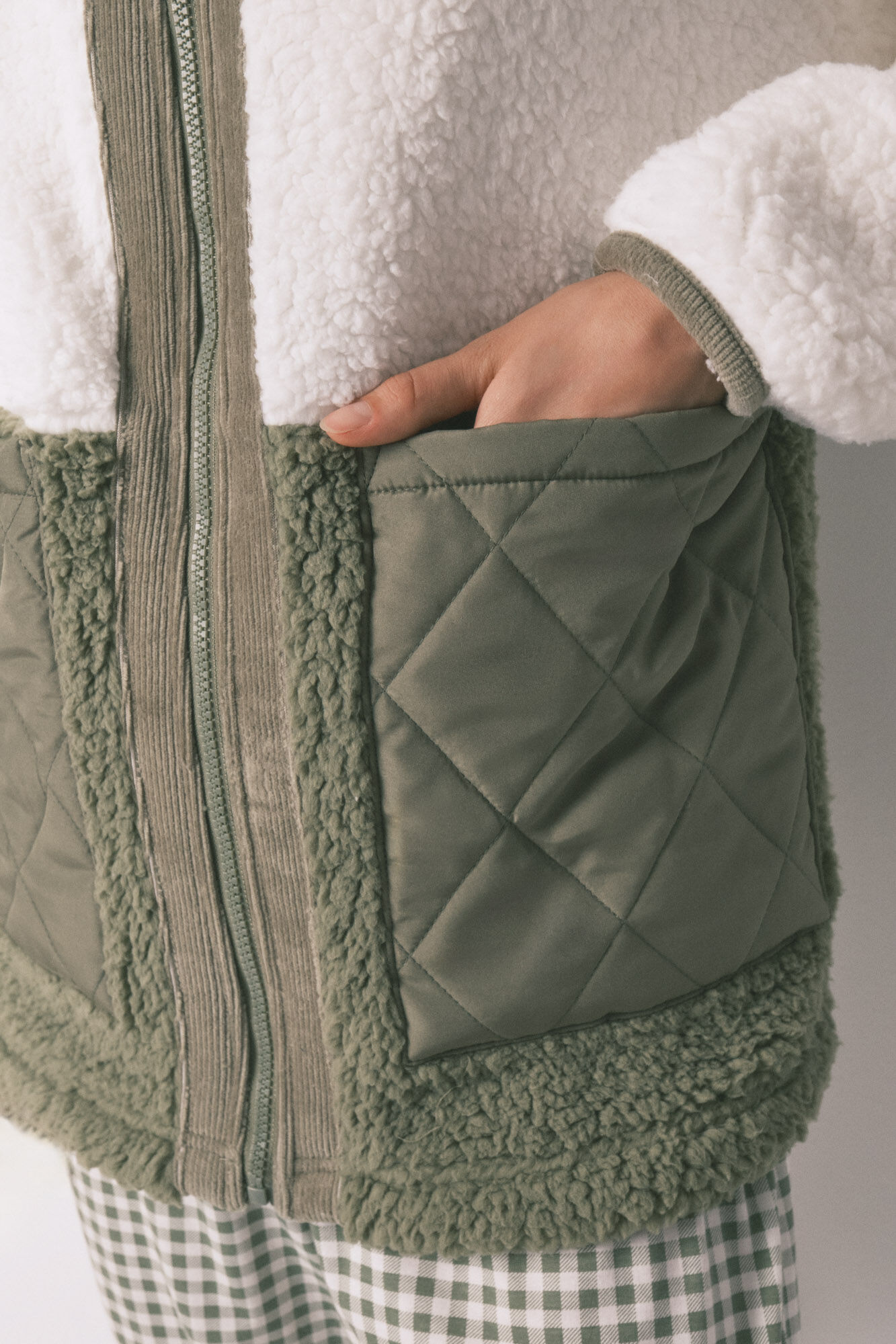 Women'secret Robe midi de borrego em bloco verde