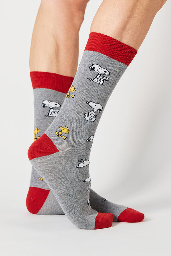 Besocks Meias altas de algod&atilde;o org&acirc;nico em cor cinzenta cinzento