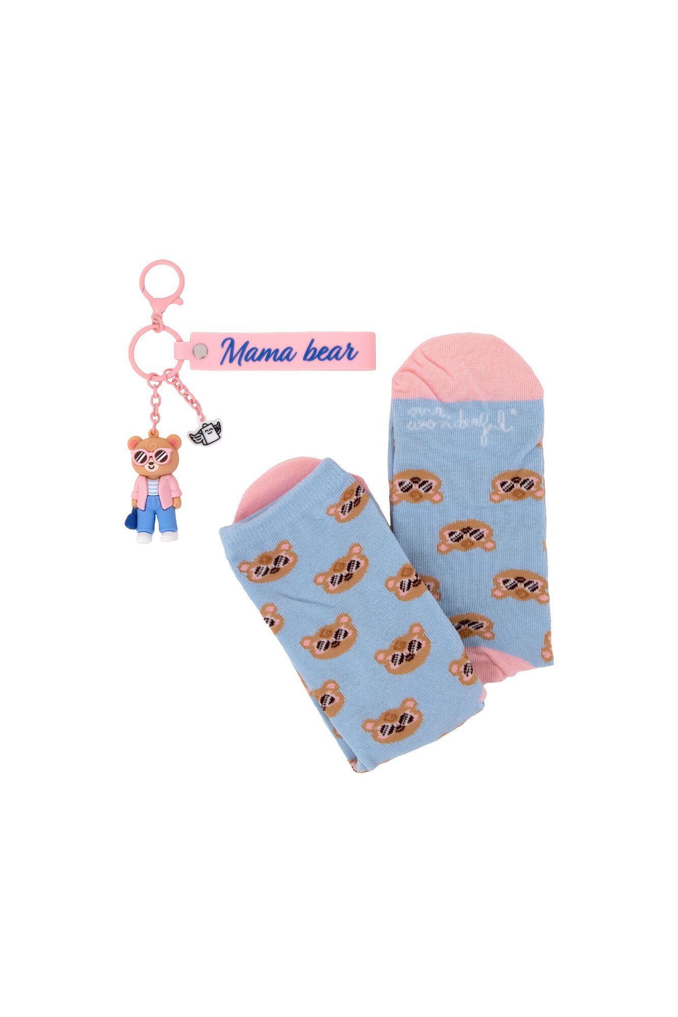 Mr. Wonderful Kit de calcetines + llavero - Mama bear
