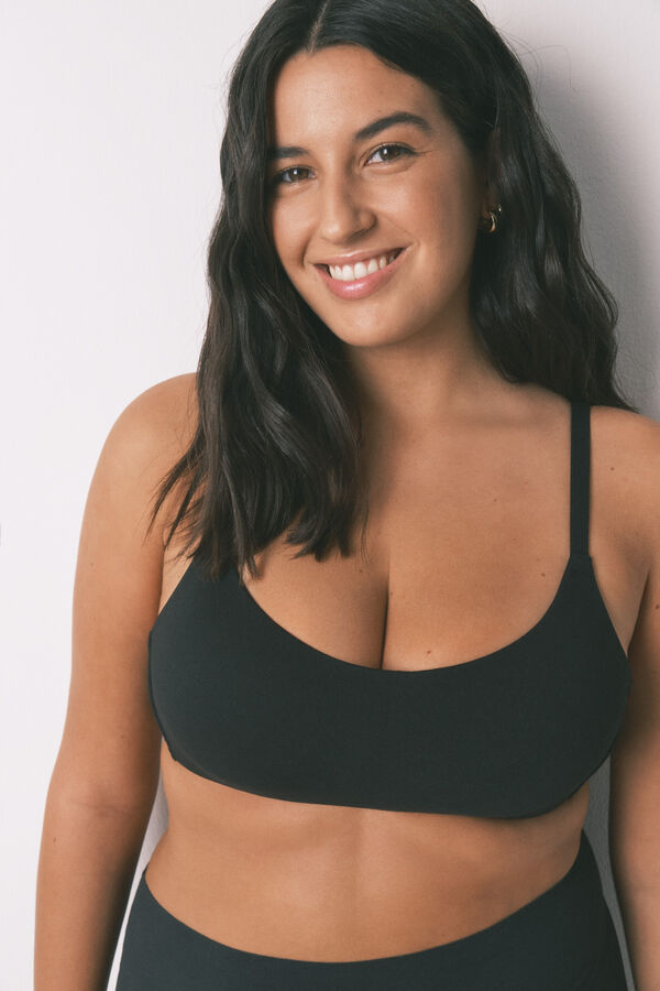 Women'secret Sujetador tipo top algod&oacute;n negro negro