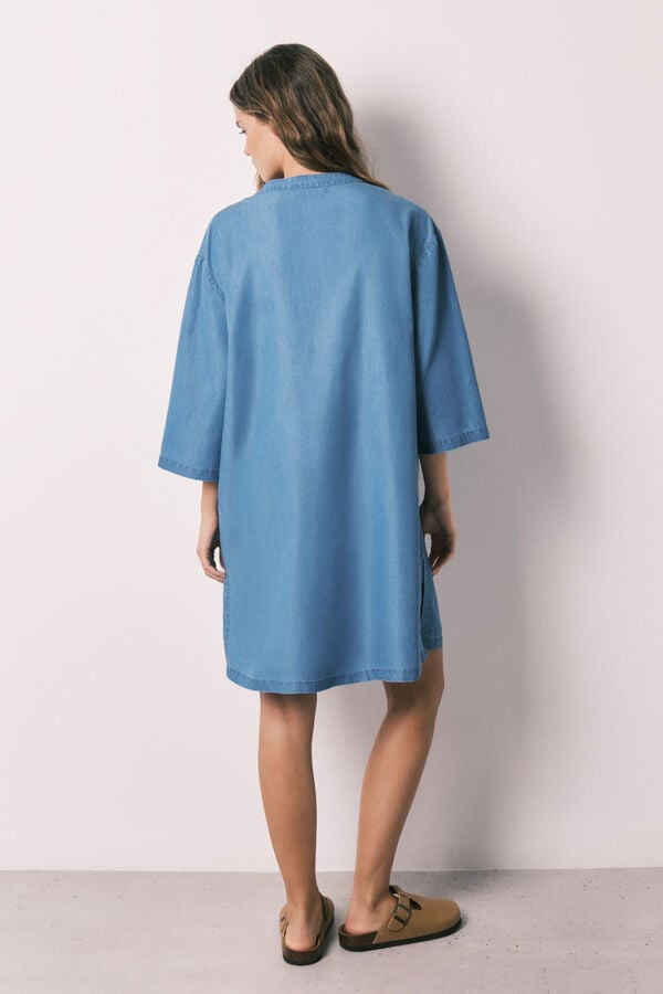 Women'secret Camisola curta em denim leve azul azul