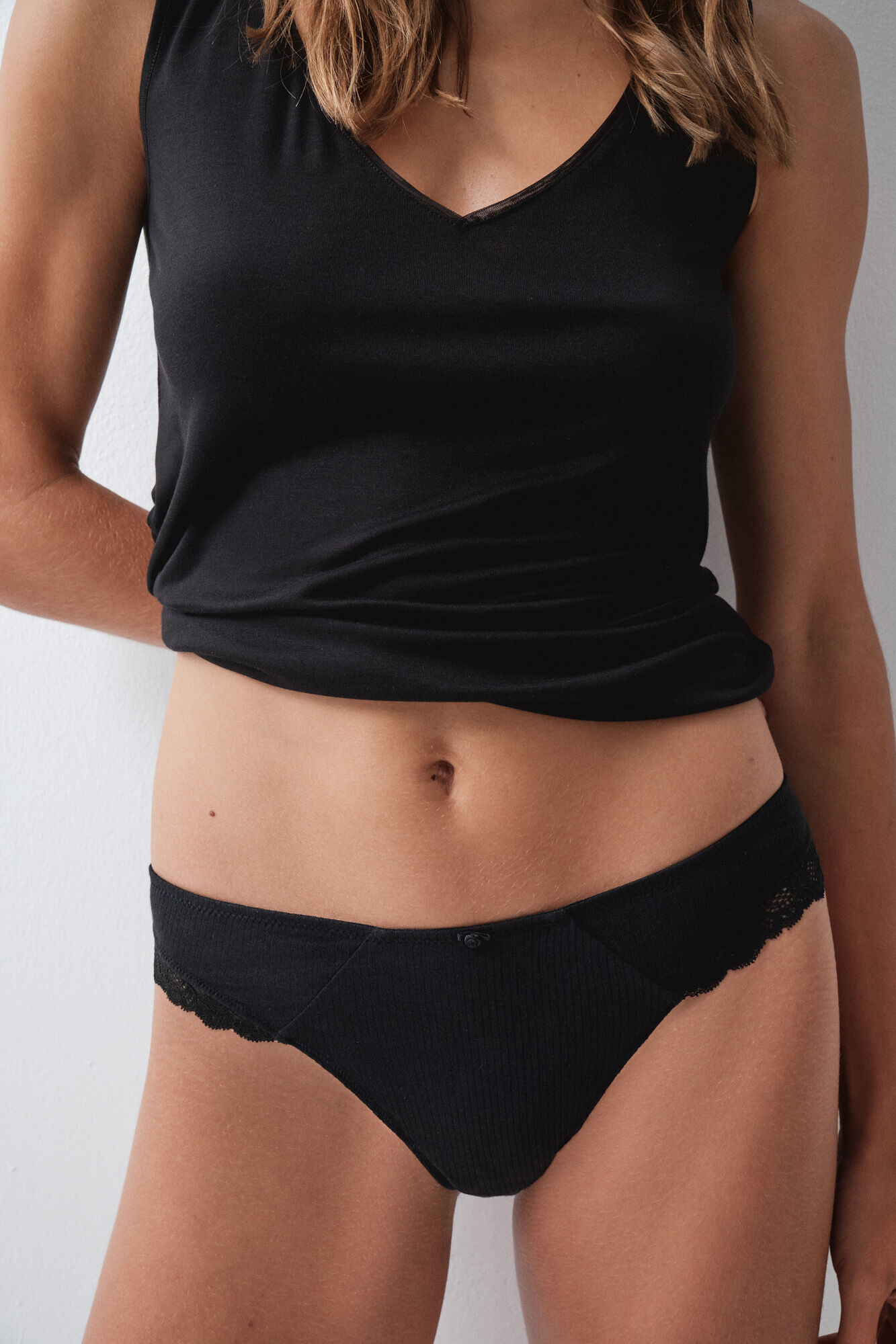 Women'secret Braga brasile&ntilde;a algod&oacute;n canal&eacute; negro