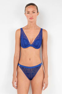 Gisela Cuequinha de biquíni de renda azul Klein