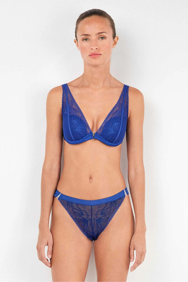 Gisela Cuequinha de biquíni de renda azul Klein azul