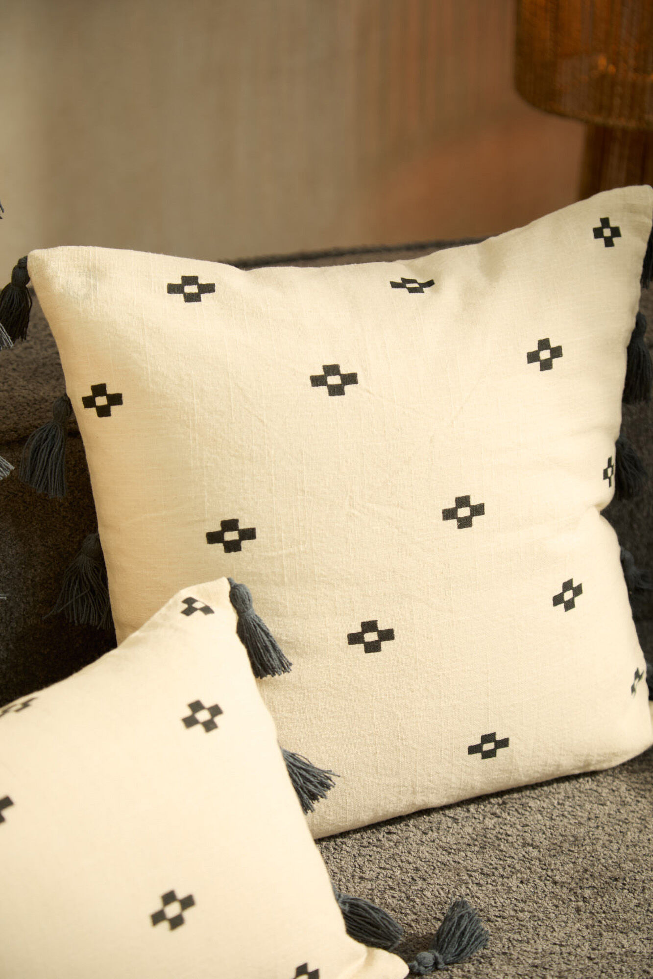 Calma House Capa de almofada quadrada de algod&atilde;o Kobe