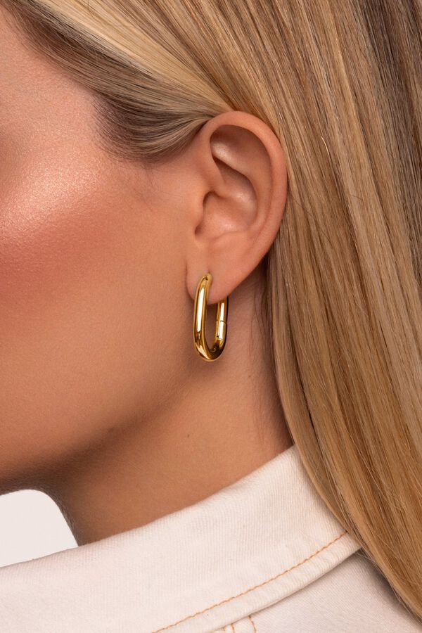 Singularu Brincos de argola Bolero em a&ccedil;o dourado estampado