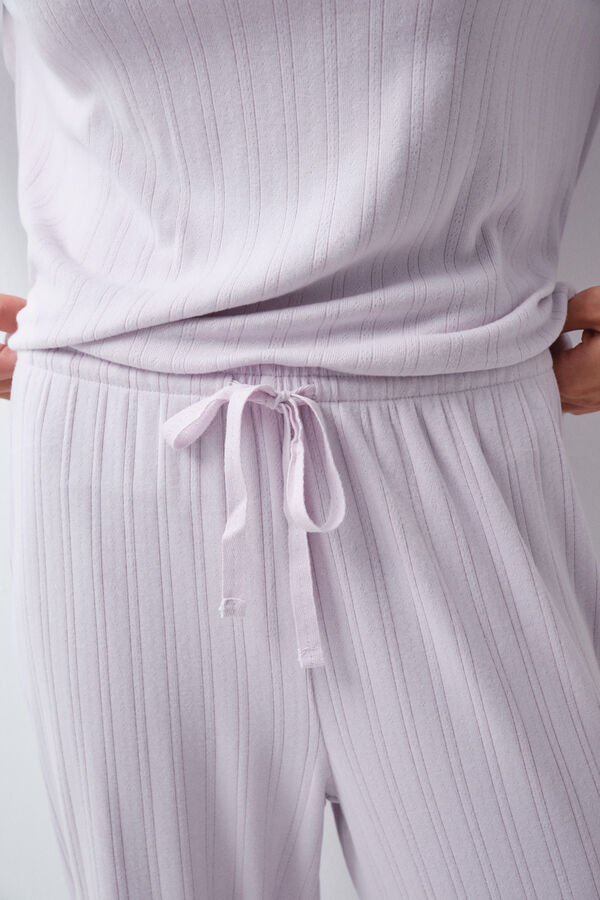 Women'secret Pijama comprido de riscas malva rosa