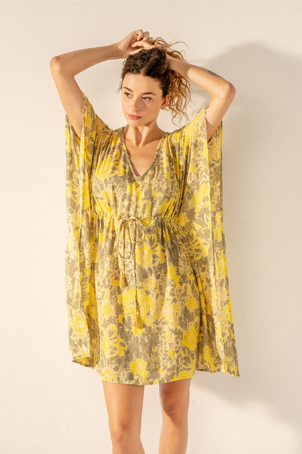 Abbacino  Caftan em algod&atilde;o estampado abstrato verde verde