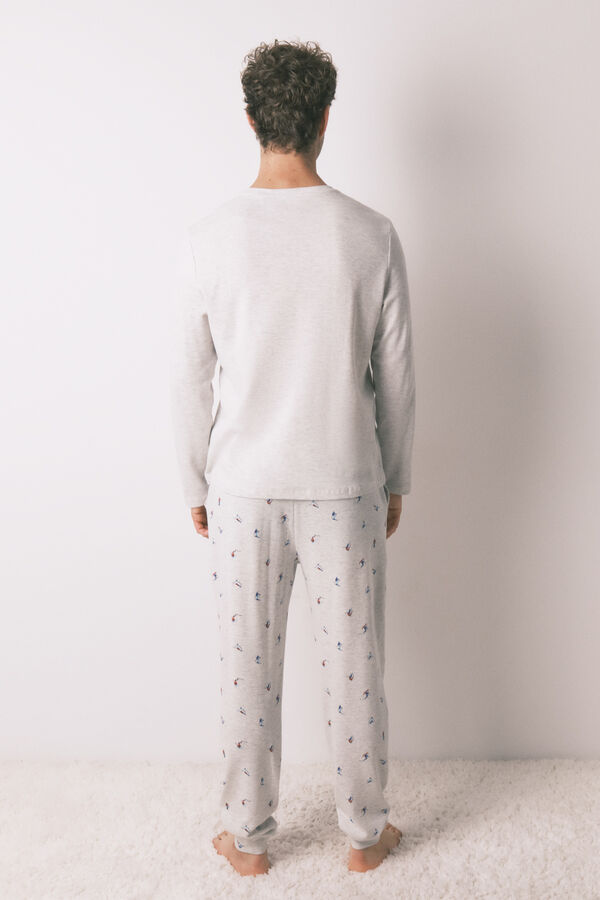 Women'secret Pijama comprido masculino 100% algodão cinza  cinzento