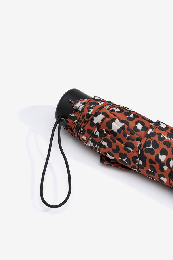 Vilanova Paraguas Retr&aacute;ctil Estampado marr&oacute;n