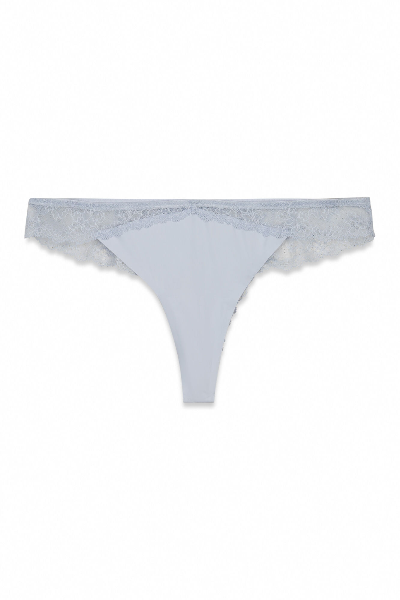 Women'secret Tanga em microfibra e renda azuis