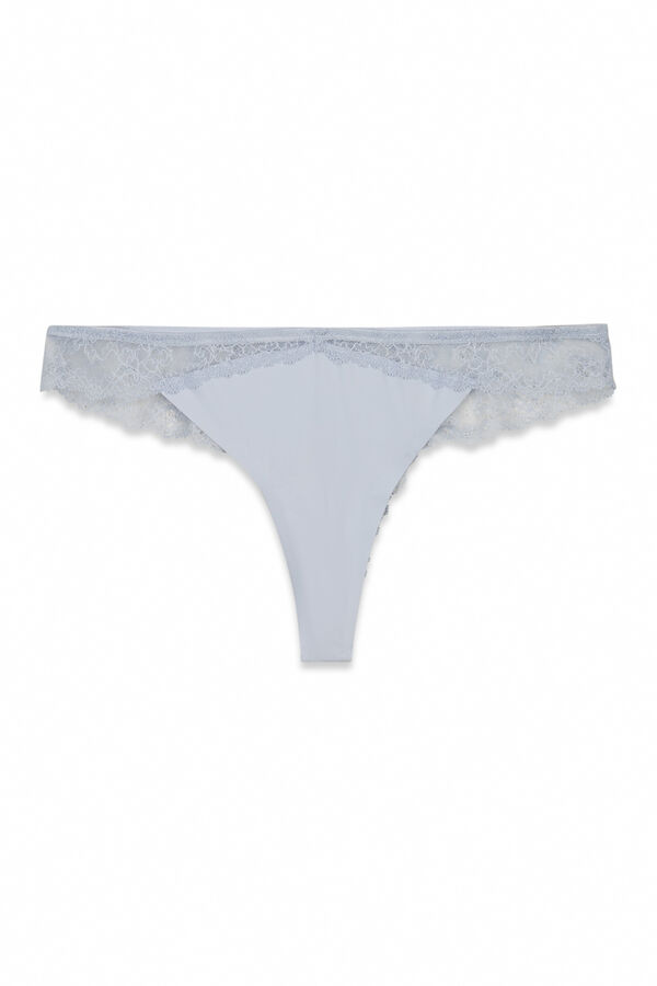 Women'secret Blue microfibre and lace thong blue