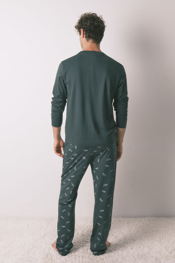 Women'secret Pijama comprido masculino 100% algodão verde com carros verde