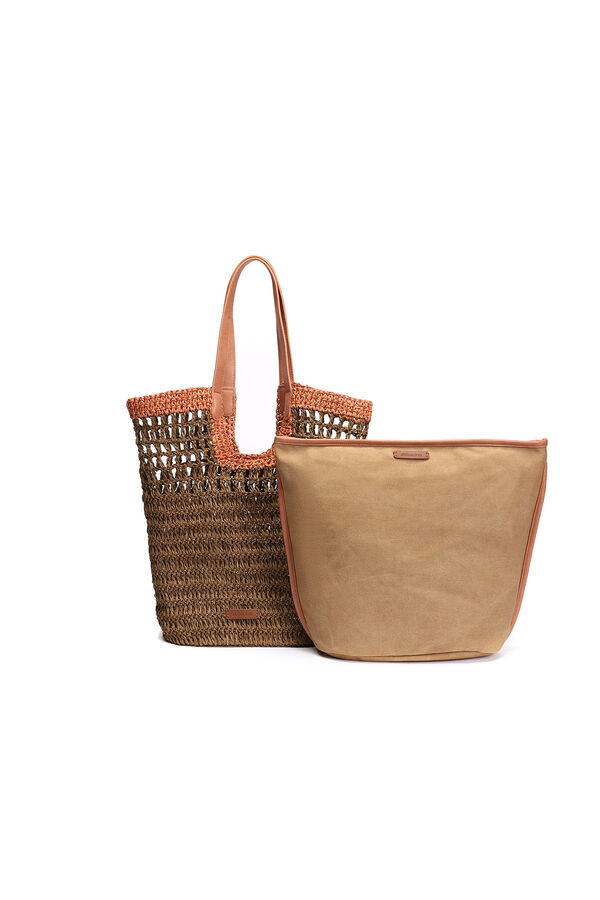 Abbacino  Cesto de r&aacute;fia castanho castanho