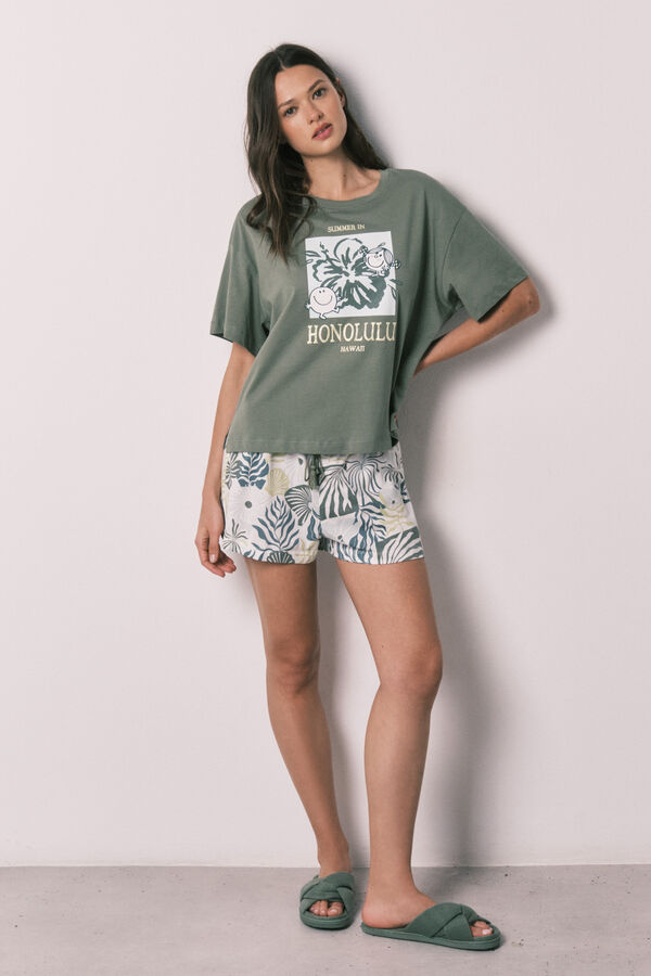 Women'secret Pijama curto de manga curta verde Little Miss&trade; estampado