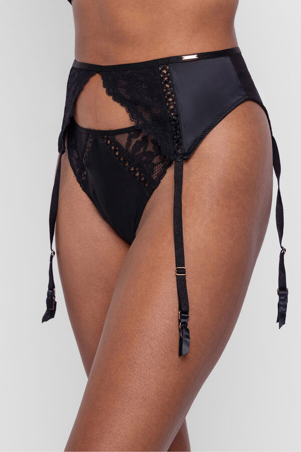 Dorina Liguero satinado encaje negro Lyra negro