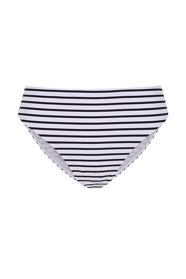 Women'secret Navy striped high-waist shaping bikini panty blue