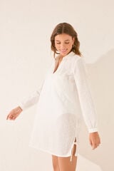 Women'secret Vestido midi branco de algodão bordado branco
